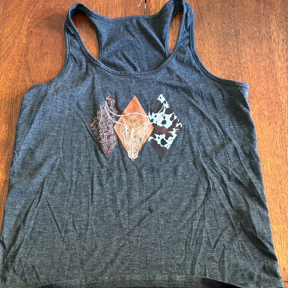 SHEIN Charcoal Tank Top with Geometric Graphic